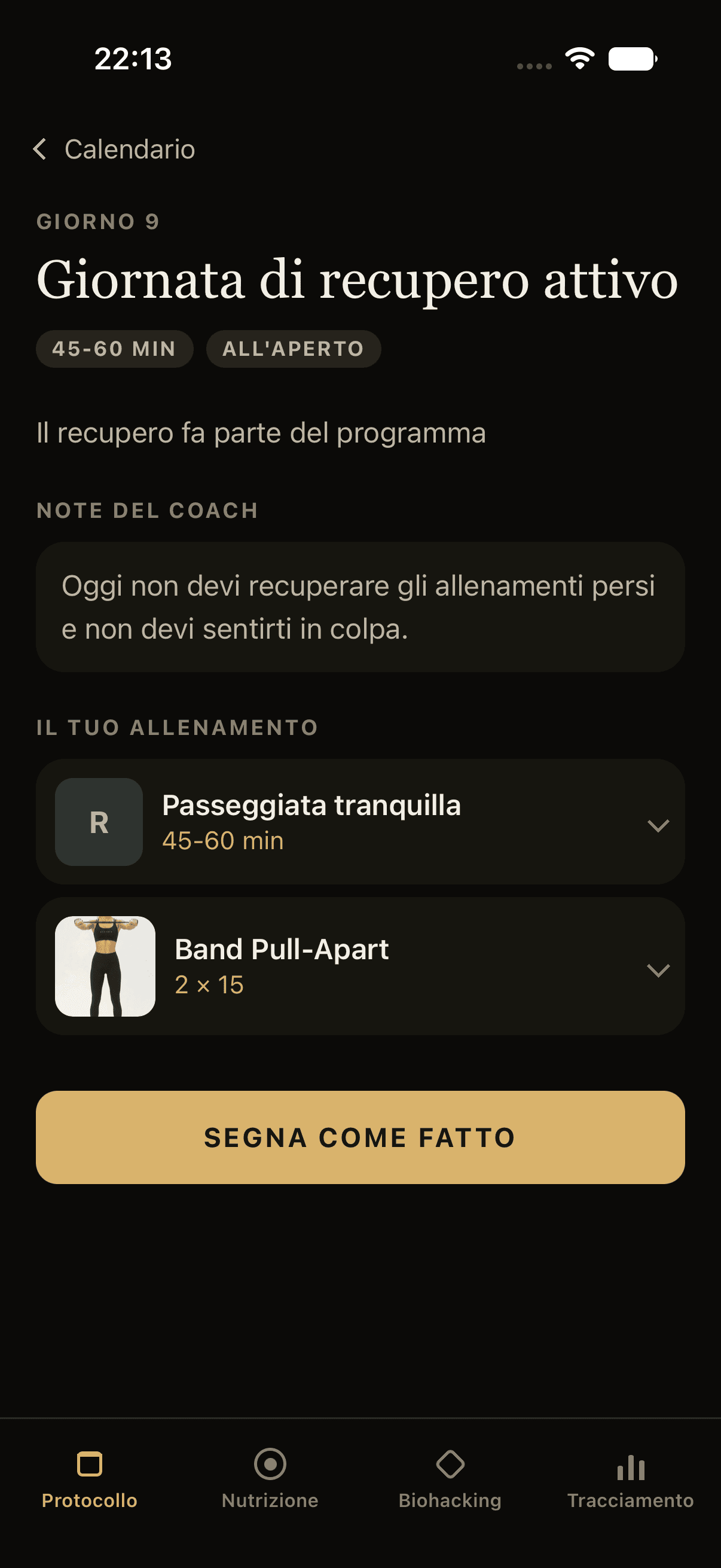 La giornata di allenamento nell'app Elevate